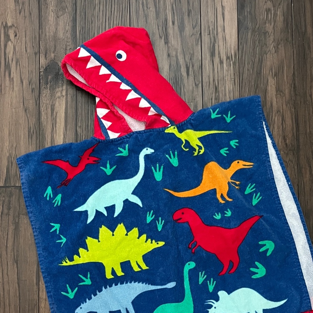 Dinosaur Hooded Towel for Kids - Red and Blue